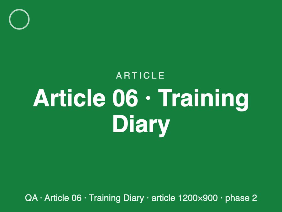 [QA] Article 06 · Training Diary